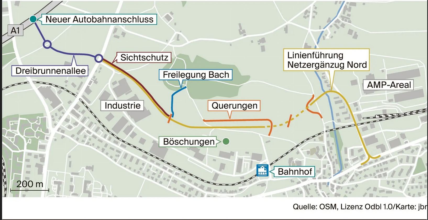 Autostrasse T16 | Umfahrung Bronschhofen | Umfahrung Wil | Ausfahrt Wil West | Dreibrunnenalle | Kreisel Dreibrunnenalle | Dreibrunnenalle Kreisel | Wil West