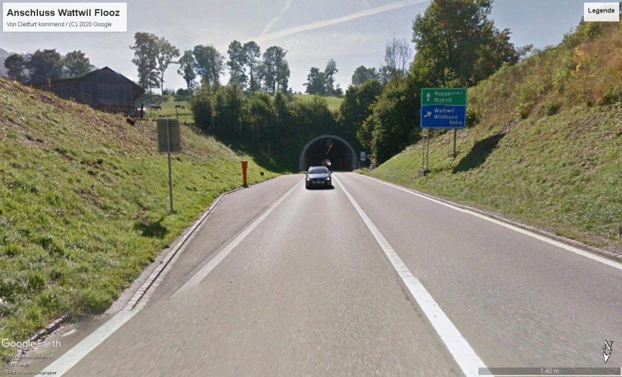 Autostrasse T16 | Anschluss Wattwil Flooz | Ausfahrt Wattwil Flooz | Anschluss Flooz | Ausfahrt Flooz | Ausfahrt nach Wattwil und Wildhaus | Umfahrungsstrasse Lichtensteig