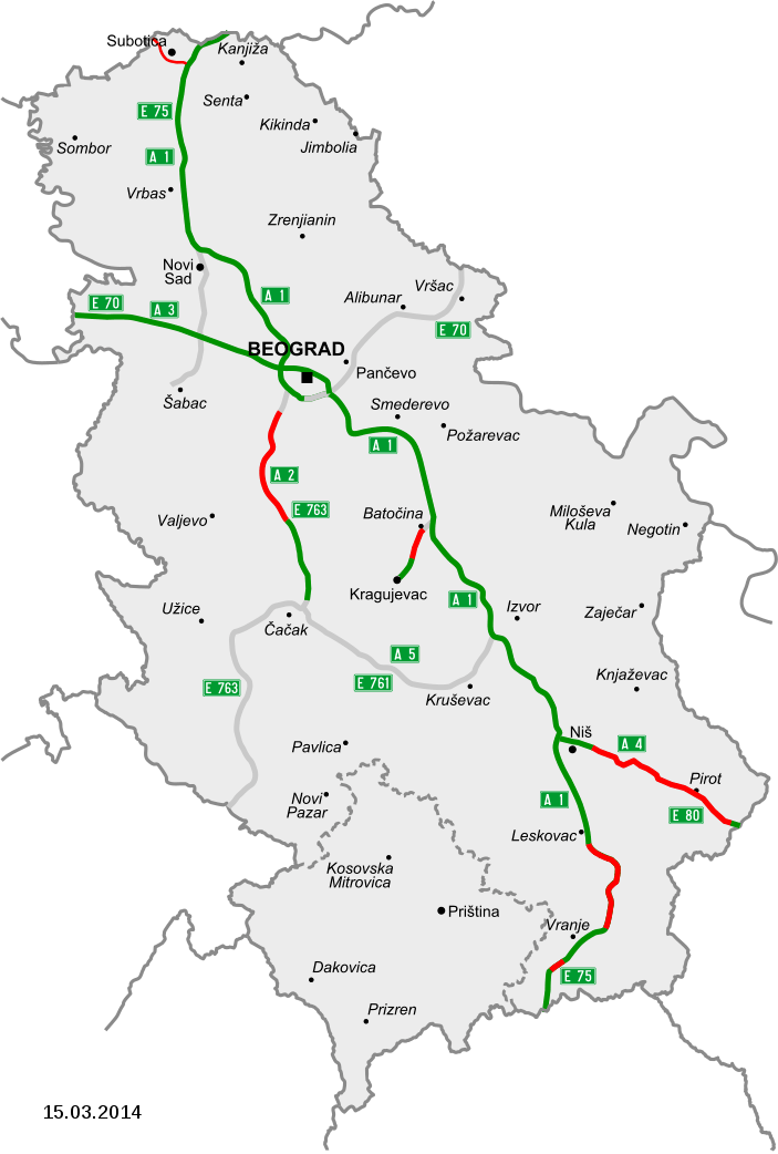 Autobahnnetz Serbien